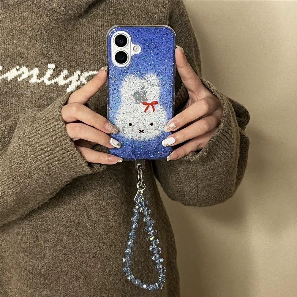 Blue Bling Miffy iPhone Case with Strap Blue Bling Miffy iPhone Case with Strap