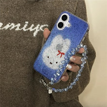 Load image into Gallery viewer, Blue Bling Miffy iPhone Case with Strap