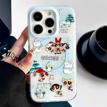 Load image into Gallery viewer, PowerPuff Girls Skiing MagSafe iPhone Case