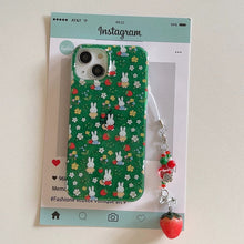 Load image into Gallery viewer, Green Miffy Strawberry iPhone Case with Charm