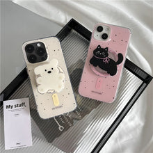 Load image into Gallery viewer, Black & Pink Cat Magsafe Grip iPhone Case