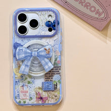 Load image into Gallery viewer, Blue Bow Beau Magsafe iPhone Case with Grip
