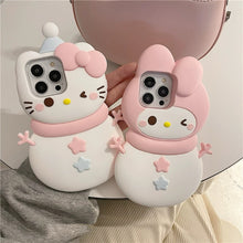 Load image into Gallery viewer, Hello Kitty and Melody Snowman iPhone Case