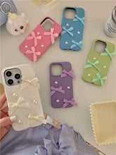 Load image into Gallery viewer, Coquette Leather Pearl iPhone Case