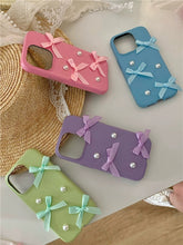 Load image into Gallery viewer, Coquette Leather Pearl iPhone Case