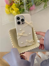 Load image into Gallery viewer, Coquette Leather Pearl iPhone Case