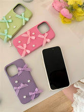 Load image into Gallery viewer, Coquette Leather Pearl iPhone Case