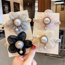Load image into Gallery viewer, Flower Pearl Hair Scrunchies Bun Maker