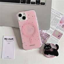 Load image into Gallery viewer, Black &amp; Pink Cat Magsafe Grip iPhone Case
