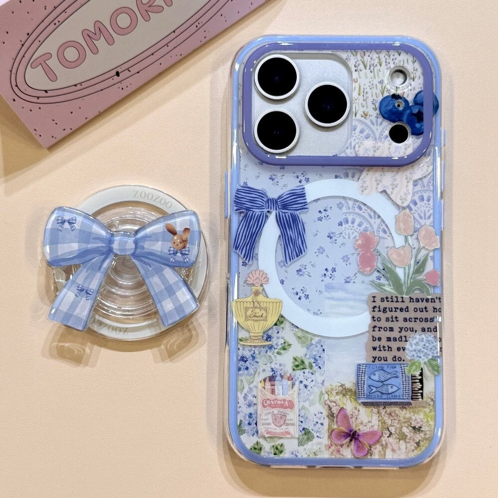 Blue Bow Beau Magsafe iPhone Case with Grip