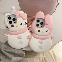 Load image into Gallery viewer, Hello Kitty and Melody Snowman iPhone Case
