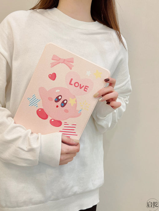 Cute Pink Kirby iPad Case with Pencil Holder